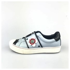 Fendi-Fendi Blue Leather Sneaker-Black,Blue,Light blue