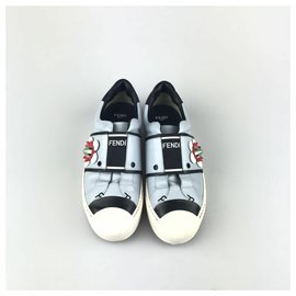 Fendi-Fendi Blue Leather Sneaker-Black,Blue,Light blue