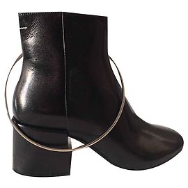 Mm6 Botines de anillo negro Negro