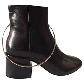 Mm6 Black Ring Ankle Boots Black