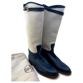Hermès Jumping boots Blue Cream