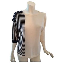 Bouchra Jarrar, superbe pull, manches 3/4, taille 38/2/M Blanc