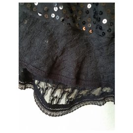 Isabel Marant-Falda con lentejuelas de seda Qing-Negro