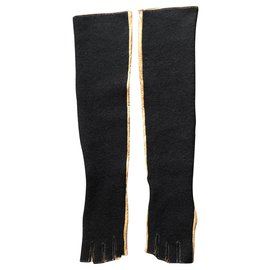 Chanel-Long Gloves Leather and Wool Bicolour Chanel-Black,Beige