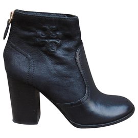 Botas de cuero negras Tory Burch Negro