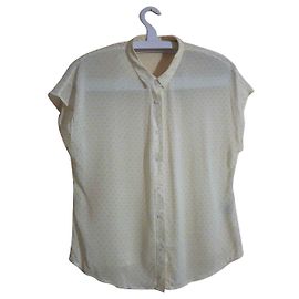 Camicia Jigsaw a Pois Bianchi e Gialli in Viscosa Bianco Giallo