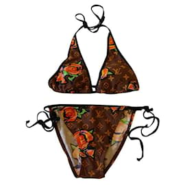 Louis Vuitton, Swim, Louis Vuitton Vintage Damier Swimwear Swimsuit Bikini  Set 38 Brown 1572