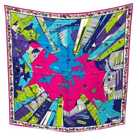 Emilio Pucci Fular de seda estampada Multicolor