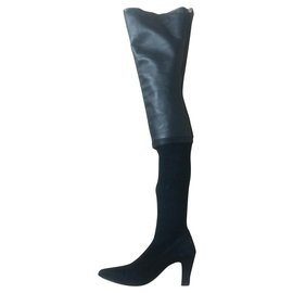 Chanel-Thigh high boots-Black