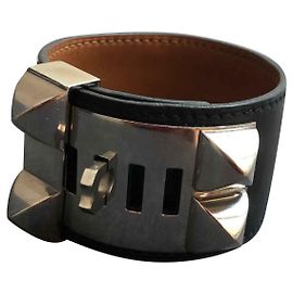Hermès Medor leather bracelet black Black
