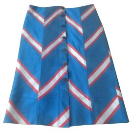Fendi-Vintage silk skirt-Blue