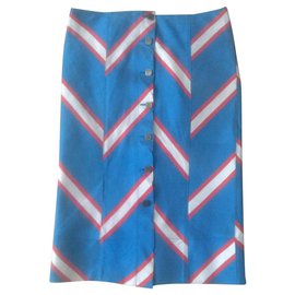 Fendi-Vintage silk skirt-Blue