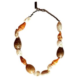 Prada-PRADA shell necklace-Beige