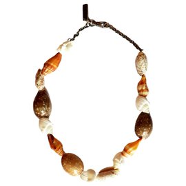 PRADA shell necklace Beige