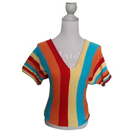 Les Petites Baumwollpullover mit Streifen Mehrfarben