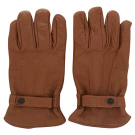 Autre Marque-atlas for men - pair of gold leather gloves linedd T.9-Caramel