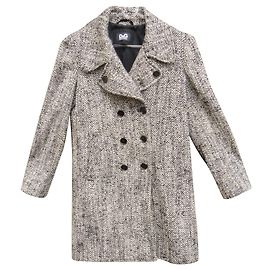 Dolce & Gabbana Wool and Mohair Coat Black White Black White