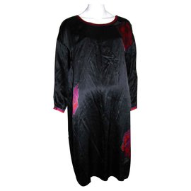 Sonia By Sonia Rykiel-Übergroßes Kaftan-Kleid mit Rosen-Schwarz,Rot,Lila