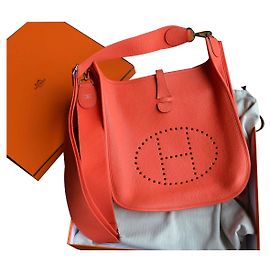 Sac Hermès Evelyne III 29 en taurillon Maurice Capucine Rouge Orange Corail