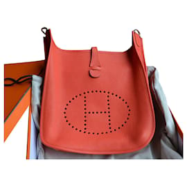 Hermès-Bolso Hermès Evelyne III 29 Maurice Capucine toro-Roja,Naranja,Coral