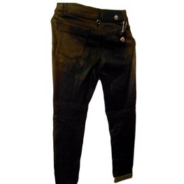 High-BROWN PANTS BRAND HIGH NEW COTTON COATED EXTENSIBLE SIZE 40 fr 44 IT COTTON ELASTHANE NEW-Brown