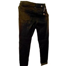 PANTALON MARRON MARQUE HIGH NEUF EN COTON ENDUIT EXTENSIBLE TAILLE 40 FR 44 IT COTON ELASTHANE NEUF Marron