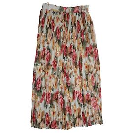 Autre Marque Saia floral plissada de poliéster Multicor