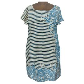 Robe Paul & Joe Sister en viscose bleu et eggshell 40 Bleu Blanc cassé