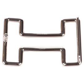 Hermès-Men's belt buckle Hermès "Tonight" in palladium silver, new condition!-Silvery