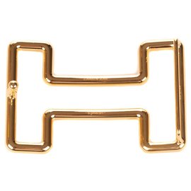 Hermès-Boucle de ceinture Hermès "Tonight" en acier doré état neuf !-Doré