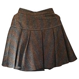 Saia plissada Dolce & Gabbana de lã marrom Marrom
