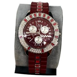 Dior Christal watch with diamonds red rubber Red