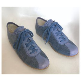 Elizabeth Stuart-basket sneakers en toile jeans et cuir Elizabeth Stuart 38-Bleu