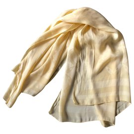 Autre Marque-Sciarpa 100% tessuto giallo seta fantasia tono su tono Perrier-Giallo