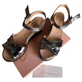 Autre Marque GAIMO Espadrilles aus silbernem Metallic-Leder 39 Silber