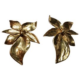 Jean Louis Scherrer-Flower clip earrings-Golden