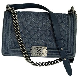 Chanel-Rare Boy Medium Denim Bag-Azul