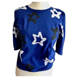 Jc De Castelbajac Bonito suéter azul con estrellas. Azul oscuro