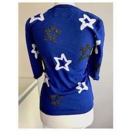 Jc De Castelbajac-Bonito suéter azul con estrellas.-Azul oscuro