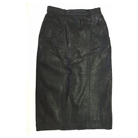 Autre Marque Lambskin leather skirt black size 36 Black