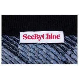 See by Chloé-V-neck cardigan-Blue,Grey