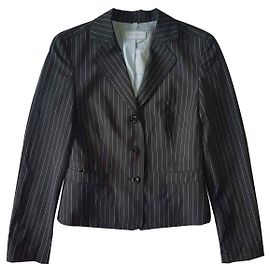 Strenesse Striped Wool Blazer Navy Blue White Navy blue
