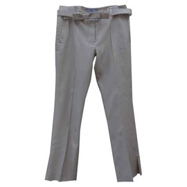 Calça Prada bege de seda e lã Bege Cru