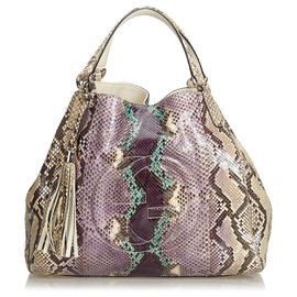 Gucci-Gucci Brown - Mittlere Python-Soho-Tasche-Braun,Mehrfarben ,Beige