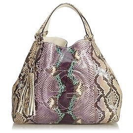 Sac Soho en python moyen brun de Gucci Marron Multicolore Beige