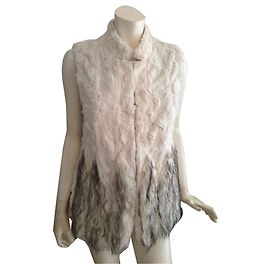 BCBG Max Azria, Kunstpelz ärmelloser Mantel, 38/2/ M Weiß