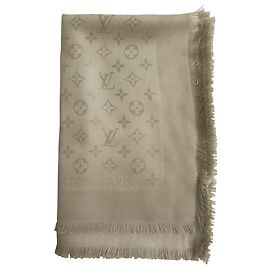 Louis Vuitton monograma Tom Greige em tom xale tecido jacquard de seda M71336 Bege