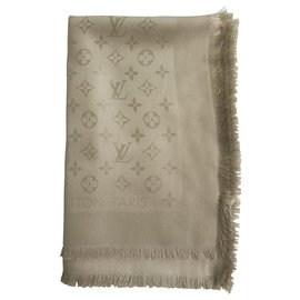 Louis Vuitton-Louis Vuitton monograma Tom Greige em tom xale tecido jacquard de seda M71336-Bege