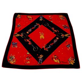 Chopard-Chopard silk pocket square-Red,Dark blue