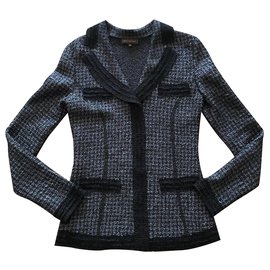 Adolfo Dominguez-Pleated blouse jacket black / gray T.S 36-38-Black,Dark grey